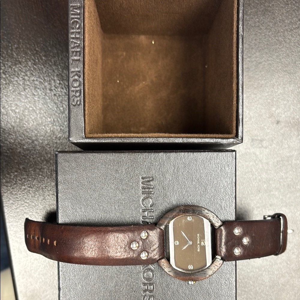 Michael Kors Dark Brown Leather Strap Watch